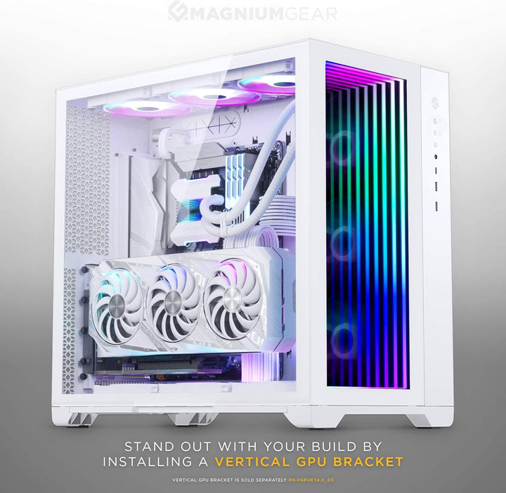 Magniumgear NEO Qube 2 IM, Dual Chamber ATX Mid-Tower, Digital-RGB Infinity Mirror Front Panel, Temp
