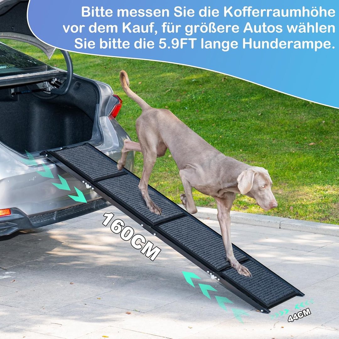 Uross Hundetreppe für Auto 160CM - Zusammenklappbare Hundetreppe für Auto und SUV, Aluminium-Hundetr