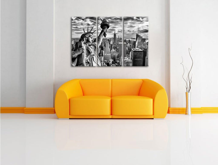 Pixxprint Freiheitsstatue in New York als Leinwandbild/Grösse: 3 Teilig (120x80 cm) cm/Wandbild/Kuns