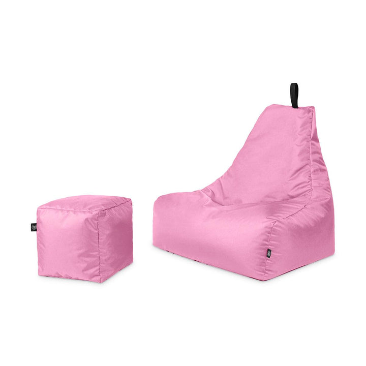 PATCH HOME Sitzsack Lounge Sessel + Würfel/Hocker mit Reissverschluss Gamer Sitzkissen fertig mit St