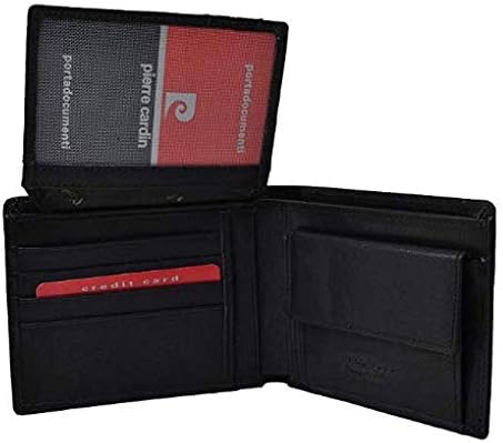 Pierre Cardin Herren Portemonnaie schwarz Leder mit Portemonnaie und Klappe