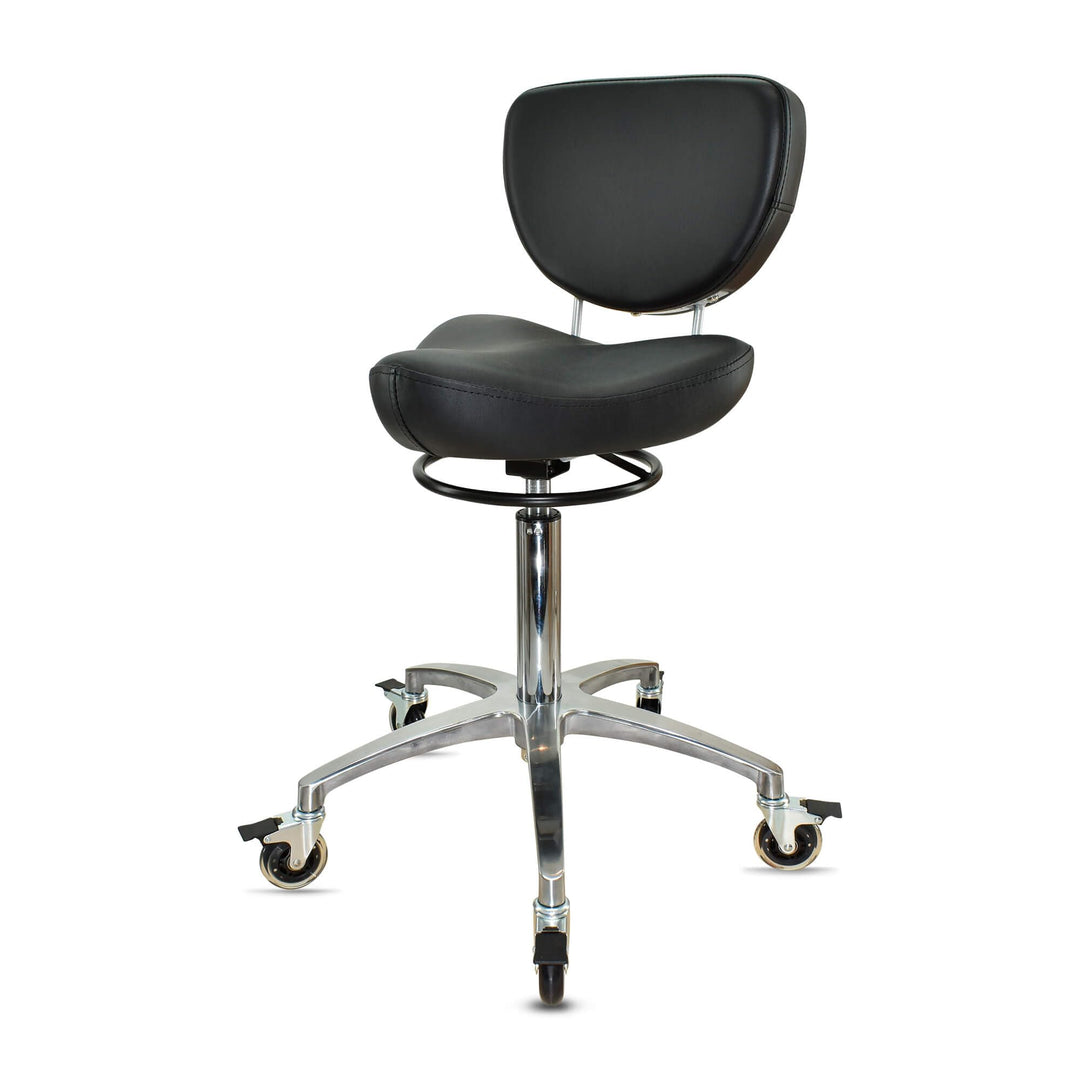 Sattelhocker Rollhocker mit Rückenlehne – ergonomischer Arbeitshocker mit Butterfly Sitz – höhenvers