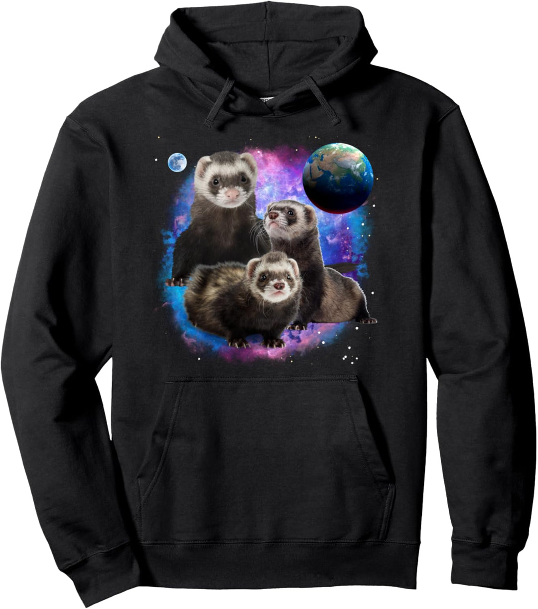 Funny Ferrets in the Galaxy Ferrets Pullover Hoodie
