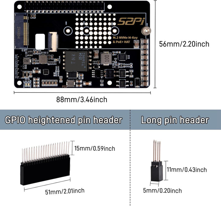 GeeekPi P33 M.2 NVME M-Key PoE+ Hat für Raspberry Pi 5, mit offiziellem Pi 5 Active Cooler und Alumi