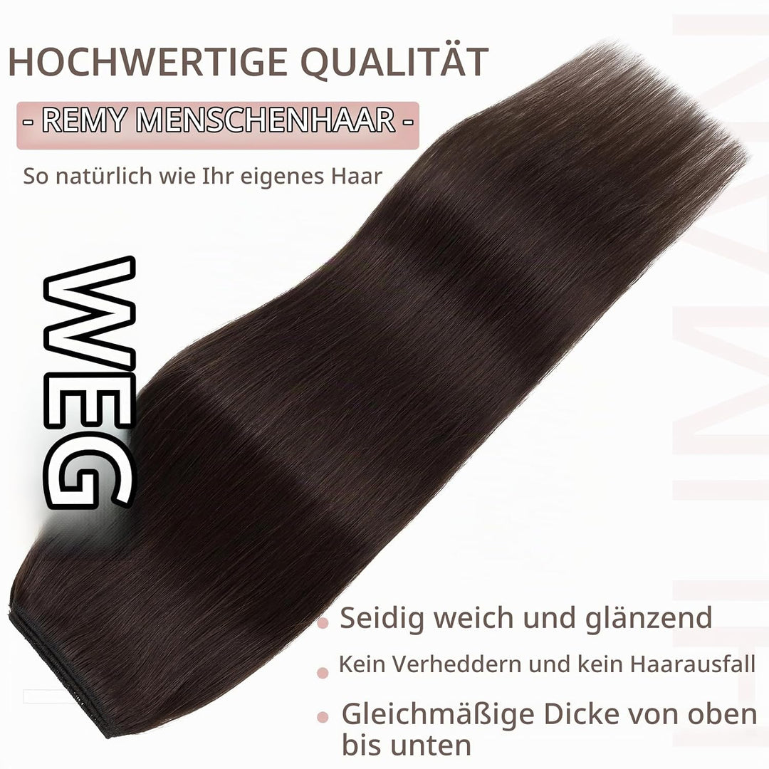 Extensions Echthaar mit transparenter Schnur, Silk-co Wire in ExtensionsDunkelbraun 60g, Secrets Hai
