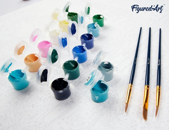 Figured'Art Malen Nach Zahlen Erwachsene Mit Rahmen Art-Deco-Frau - Paint by Numbers Basteln DIY Bas