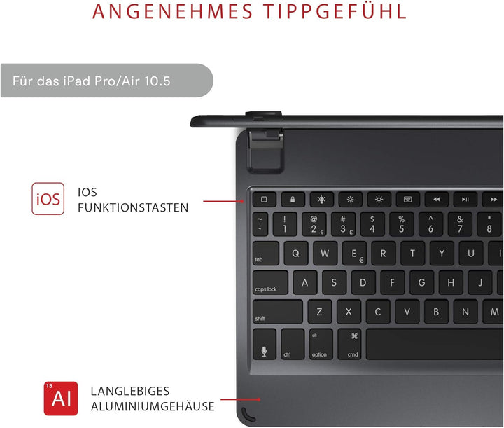 Brydge 10.5 Wireless German QWERTZ Keyboard Compatible with iPad Air (2019) and iPad Pro 10.5-inch,