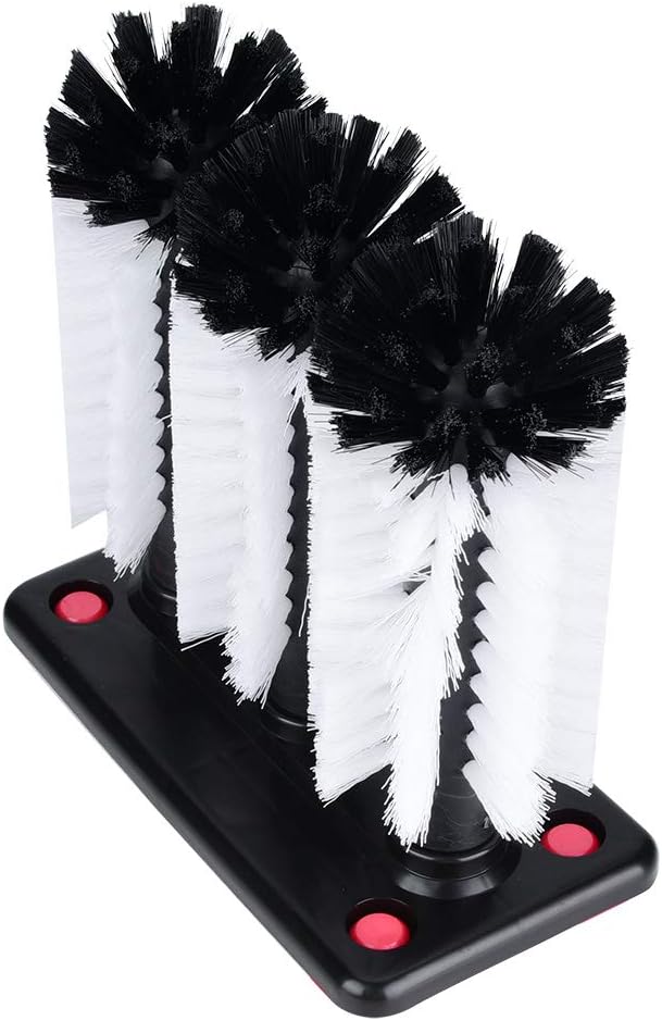 Dreifach-Glasbecher-Waschbürsten, 3 Bürsten Bar Glasbecher-Waschmaschine für Spüle mit Saugnapf-Basi