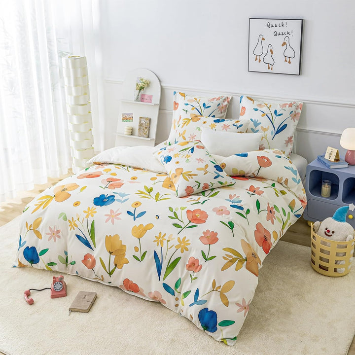 YASMENG Bettwäsche 135x200 Blumen Motiv Bunt Floral Bettwäsche Blumen Aesthetic Weich Kuschelig Blum