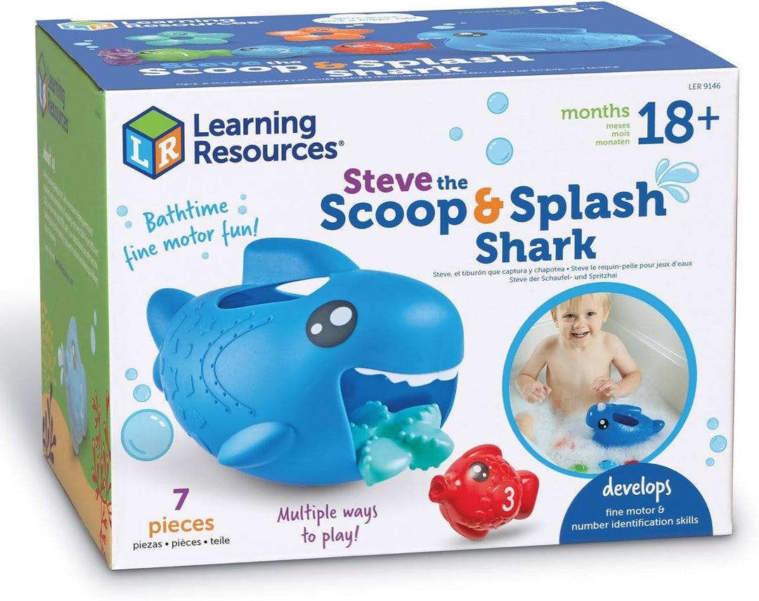 Learning Resources Steve der Schaufel- und Spritzhai, 7-teilig, ab 18 Monaten, Lernspielzeug für Kle
