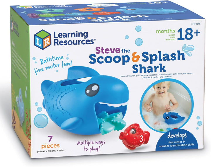 Learning Resources Steve der Schaufel- und Spritzhai, 7-teilig, ab 18 Monaten, Lernspielzeug für Kle