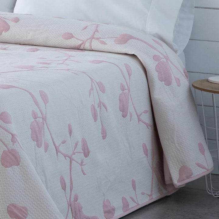VIALMAN Leichte Tagesdecke Sofia 20 für Einzelbett, 105 cm, Polyester Baumwolle, Rosa, Cama 180 y 20