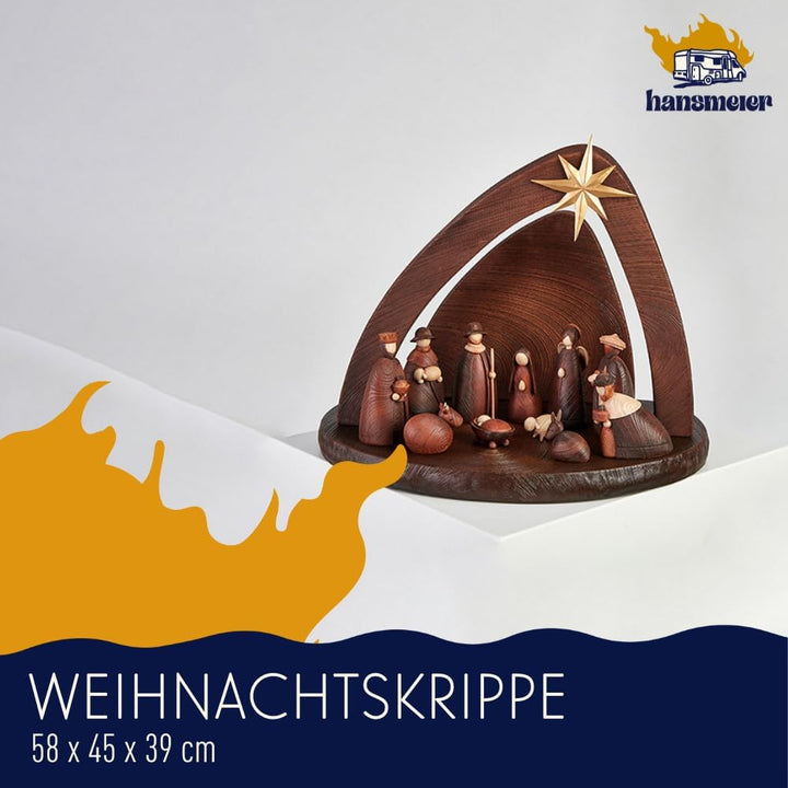 Moderne Weihnachtskrippe - Krippe für Weihnachten - 58x45x39 cm - inkl. Krippenfiguren - Hochwertige