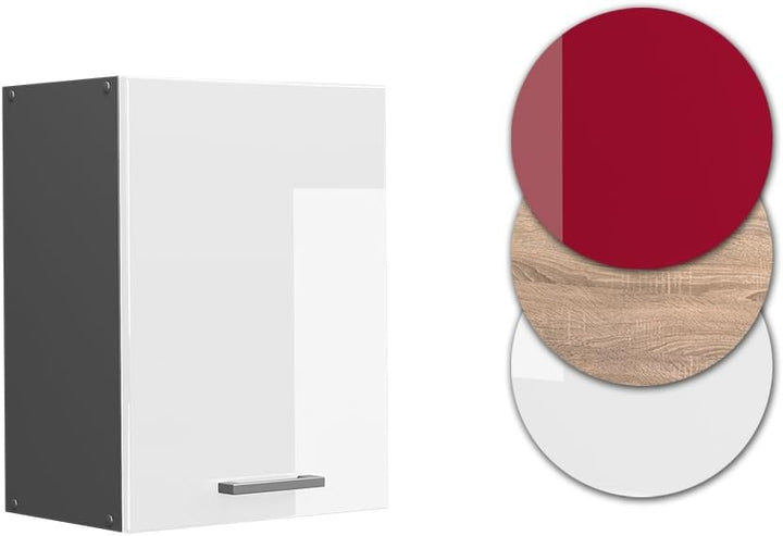 Vicco Hängeschrank R-Line, Weiss Hochglanz/Anthrazit, 45 cm Weiss Hochglanz Hängeschrank 45 cm, Weis