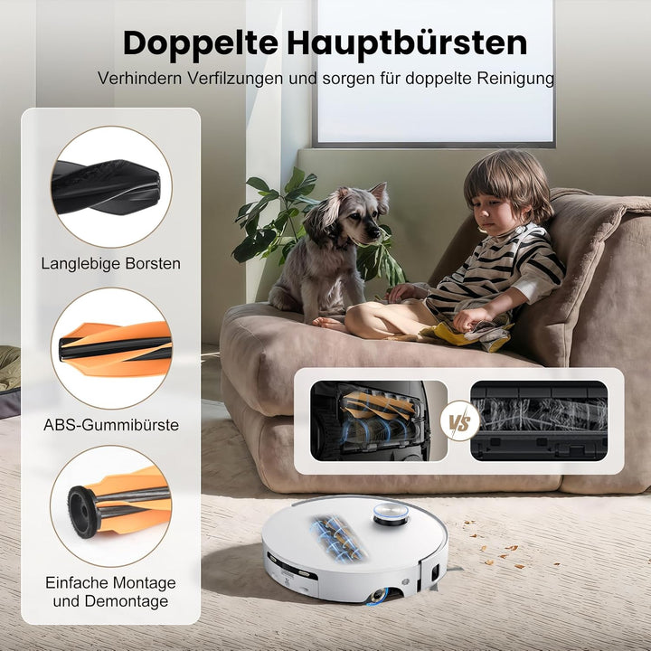 20 Stück Zubehör für Dreame Aqua10 Ultra Roller Complete Saugroboter, mit 2 Hauptbürste 2 Rollenmopp