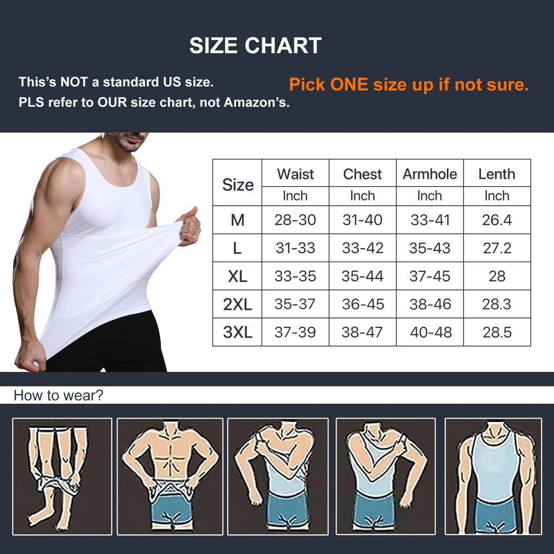 Lgtfy Herren Bauchweg Body Shaper Weste Brust Bauch Kompression Tank Top Bauch Verstecken Unterhemde