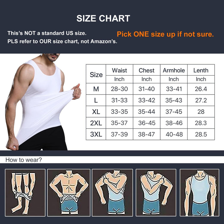 Lgtfy Herren Bauchweg Body Shaper Weste Brust Bauch Kompression Tank Top Bauch Verstecken Unterhemde