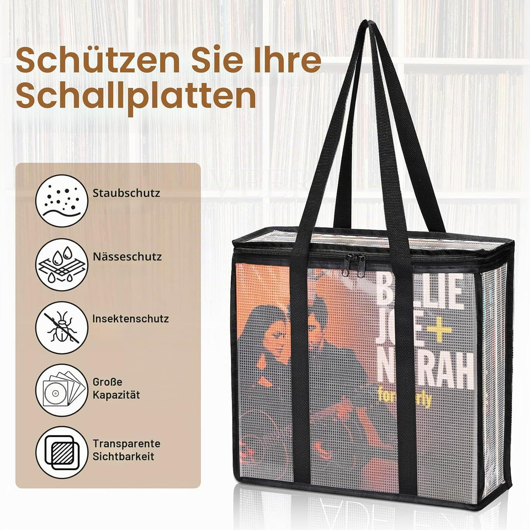 Facmogu LP Vinyl Record Storage Bag (3 Pack), Clear Record Storage Cases für ca. 110 Alben Lagerung