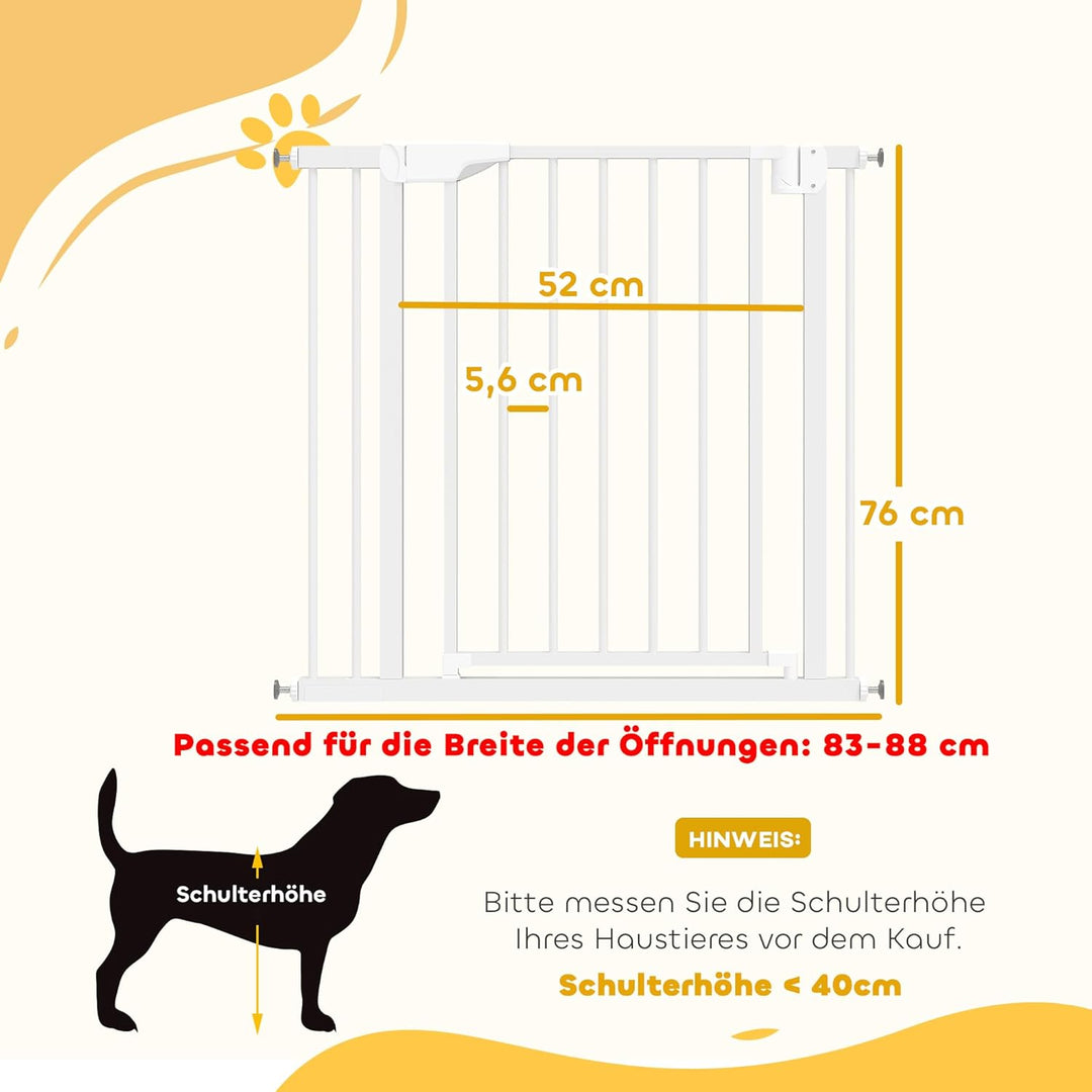 PawHut Treppenschutzgitter Absperrgitter Hund Schutzgitter ohne Bohren 76-89 x 76 cm Türschutzgitter