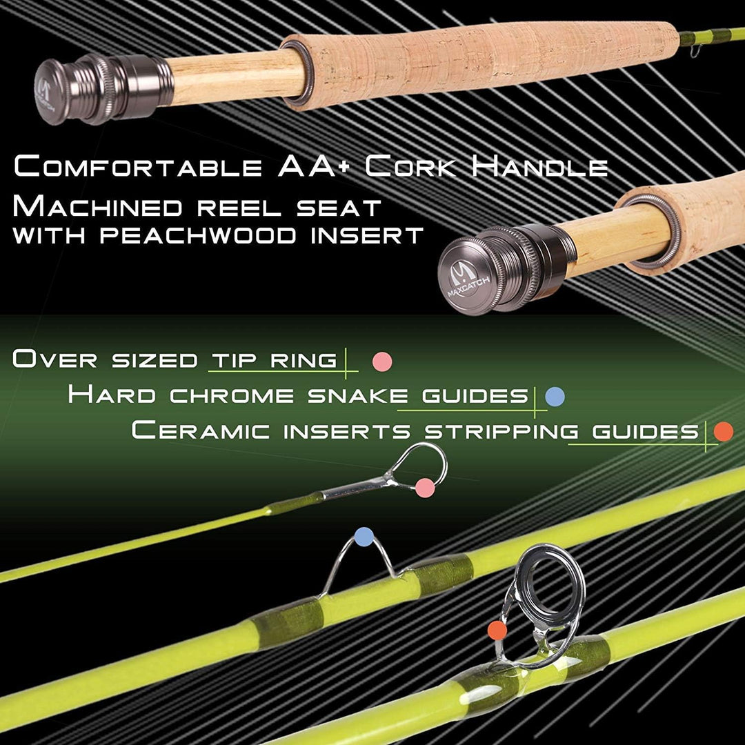 MAXIMUMCATCH Ultra-lite Fliegenrute Bach Panfish/Forelle Fischen in 6’/6’6’’/7’/7’6’’, 1/2/3 wt Ultr