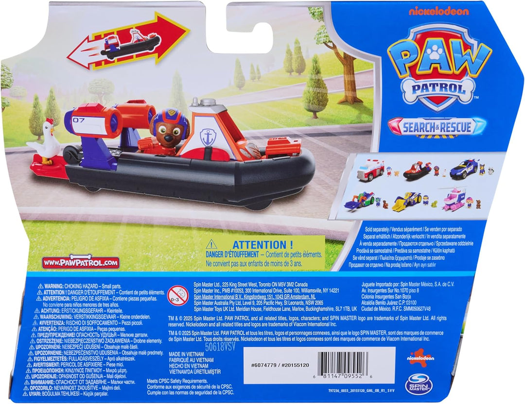 PAW PATROL - Search &amp; Rescue: Zumas Rettungs-Fahrzeug, Boot mit Rückziehmotor, ca. 13 cm, inkl. Hund
