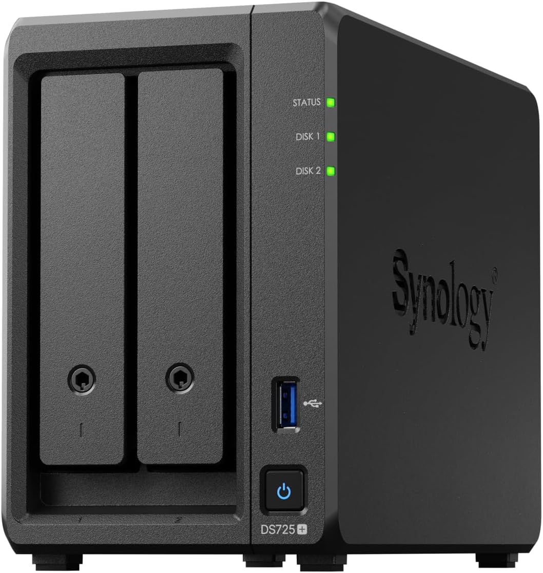 Synology DS725+ NAS-Kit mit 2 Einschüben, Ryzen CPU, 4 GB Speicher, 2,5 GbE-NIC Standardbenutzer, in