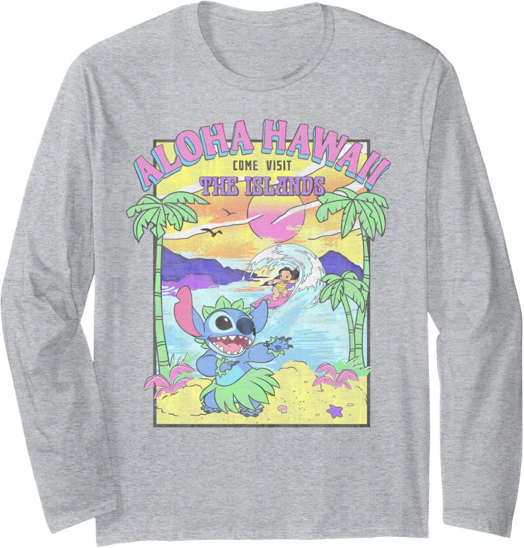 Disney Lilo & Stitch Aloha Hawaii Come Visit The Islands Langarmshirt