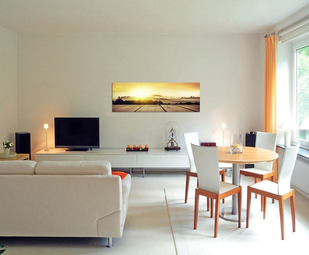 Paul Sinus Art Panoramabild auf Leinwand und Keilrahmen 120x40cm Neuseeland Sommer Landschaft Holzst