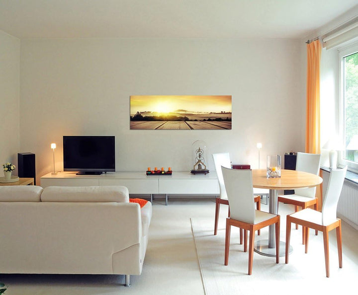Paul Sinus Art Panoramabild auf Leinwand und Keilrahmen 120x40cm Neuseeland Sommer Landschaft Holzst