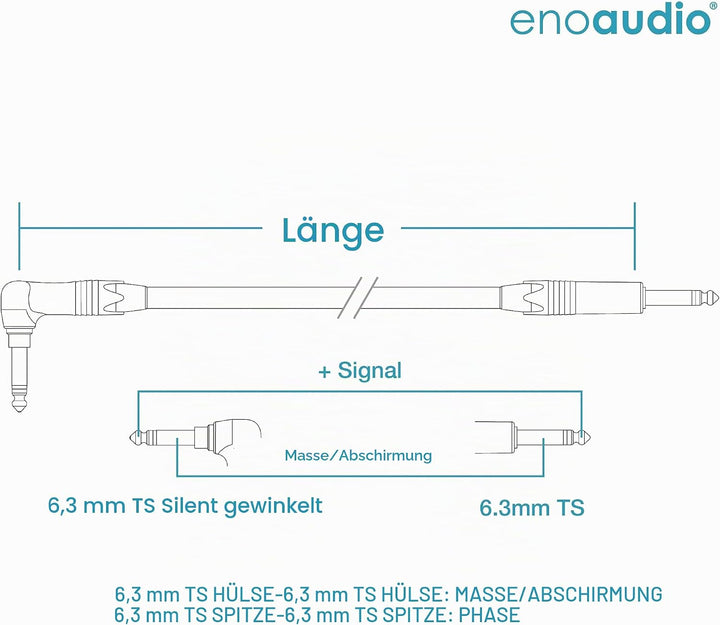 enoaudio Mogami 3368 Professionel Gitarre Bass Kabel Instrument | Neutrik Gold Silent Switch TS wink