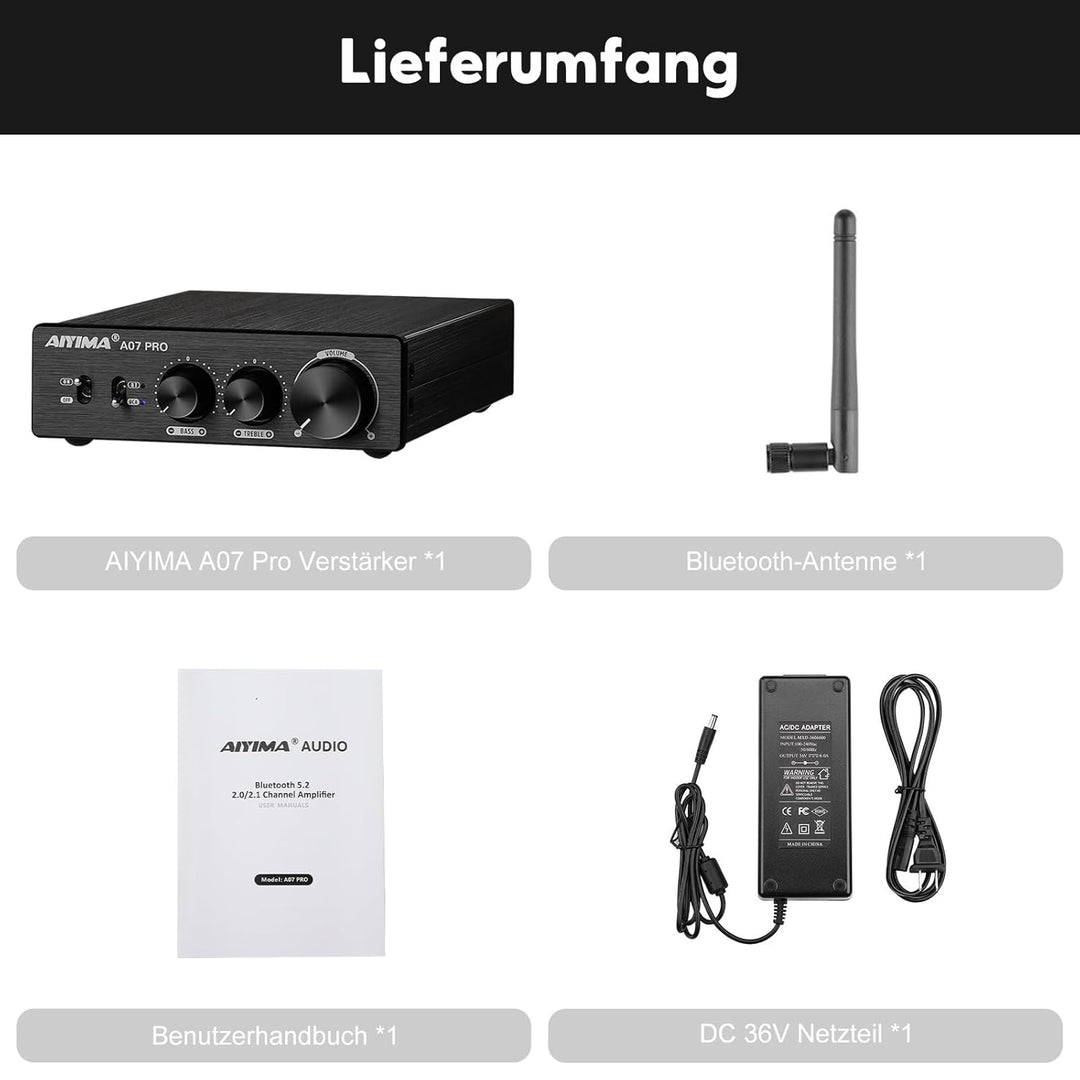 AIYIMA A07PRO TPA3255 Mini-Leistungsverstärker 2.0/2.1-Kanal-Audioverstärker 300 W x 2 Klasse D Hi-F