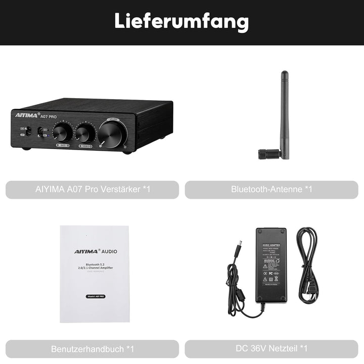 AIYIMA A07PRO TPA3255 Mini-Leistungsverstärker 2.0/2.1-Kanal-Audioverstärker 300 W x 2 Klasse D Hi-F