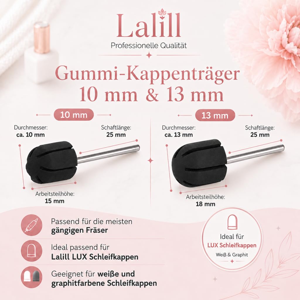 LALILL Schleifkappen LUX 50 Stück – Grafit Fräskappen für Nagelfräser – Maniküre, Pediküre & Podolog