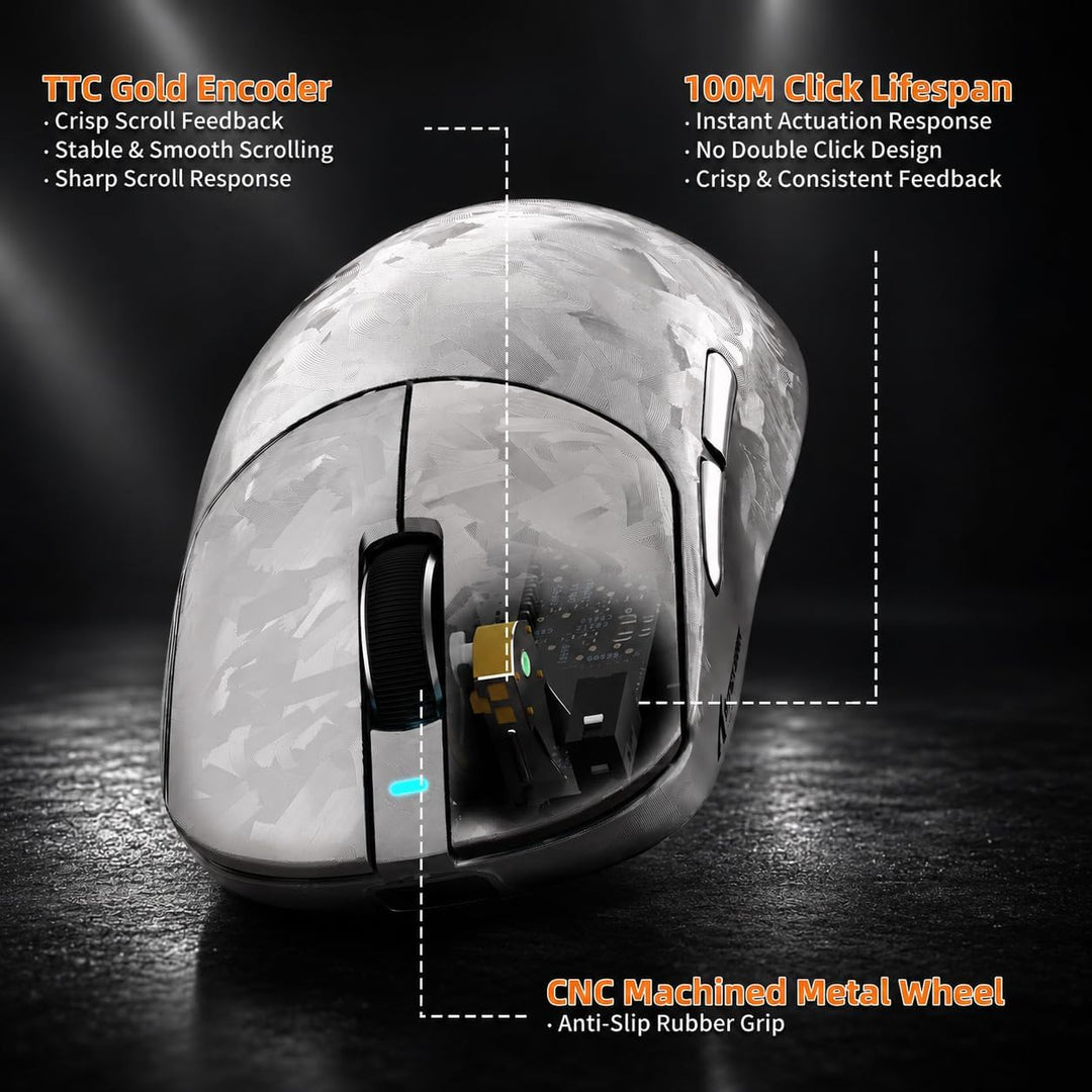 ATTACK SHARK RS3 Ultra Carbonfaser Kabellose Gaming Maus mit C06Ultra Kabel | Dual 8000Hz Abtastrate