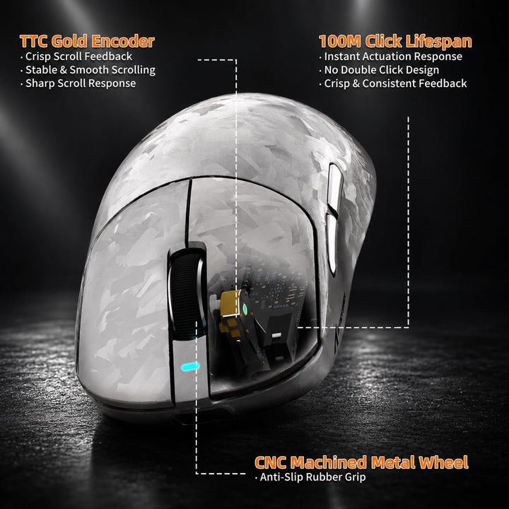 ATTACK SHARK RS3 Ultra Carbonfaser Kabellose Gaming Maus mit C06Ultra Kabel | Dual 8000Hz Abtastrate