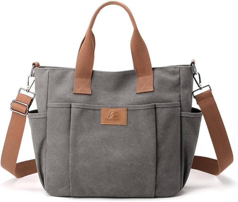 CORIOS Canvas Schultertasche Damen Handtasche Grosse Kapazität Umhängetasche Casual Henkeltaschen Mu