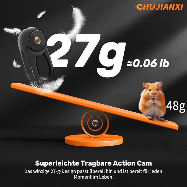 Mini Action Cam,Bodycam Körperkamera Mini 1080P mit 0,85-Zoll-Display,Daumen Body Cam,Multifunktions