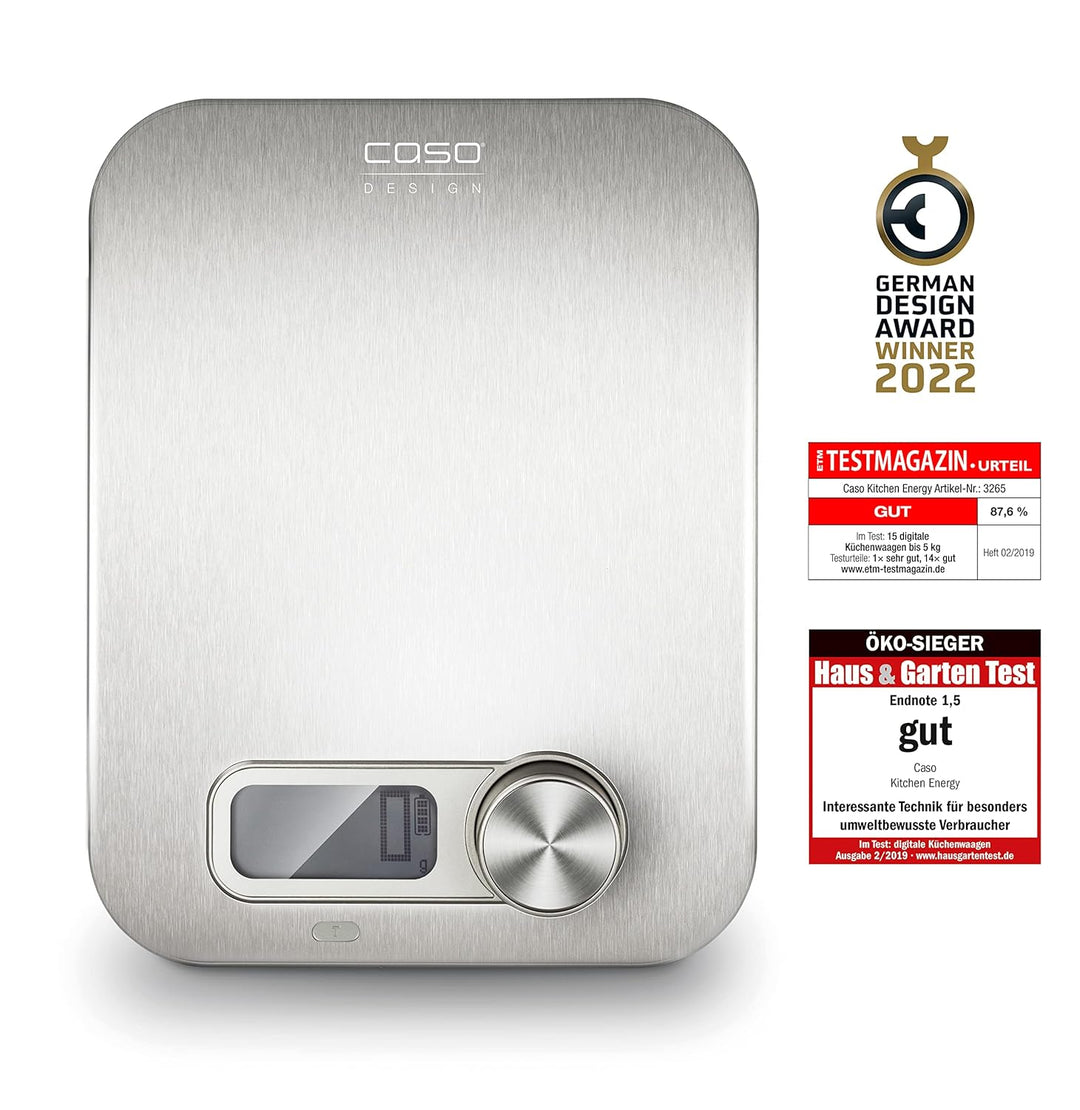 CASO Kitchen Energy Design Küchenwaage, Testsieger Haus & Garten Test, batterielose Nutzung durch ki