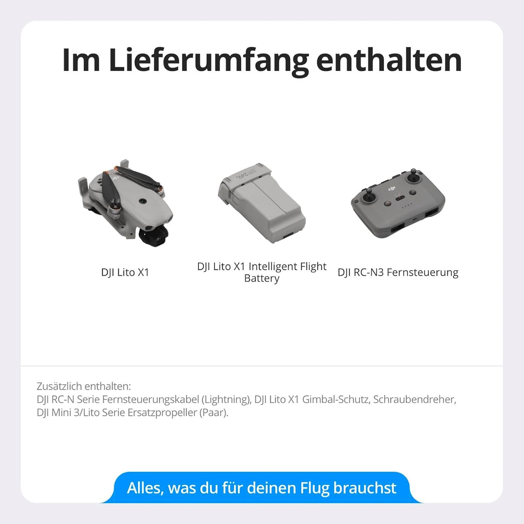 DJI Lito X1 Bundle, 4K Kameradrohne, Hinderniserkennung, ActiveTrack, 1/1,3-Zoll-Sensor, Geeignet, L