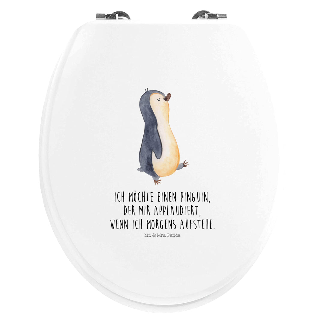 Mr. & Mrs. Panda Motiv WC Sitz Pinguin marschierend - Geschenk, Frühaufsteher, Klobrille, Toilettend