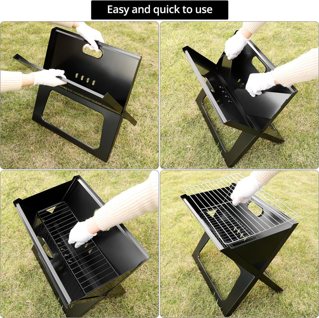 QWORK® Klappgrill, Faltgrill, Hitzebeständiger Laptopgrill, für Camping, Reise