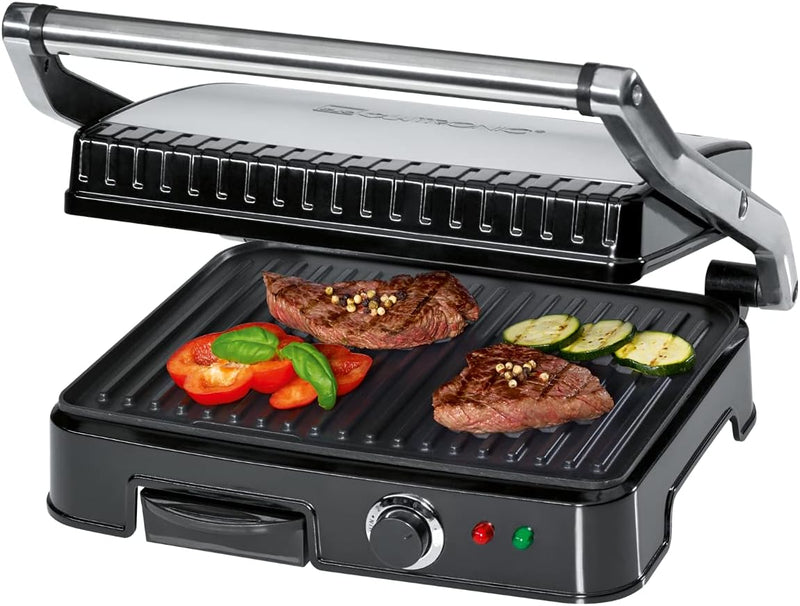 Clatronic KG 3487 Kontaktgrill für beidseitiges, fettfreies Grillen, antihaftbeschichtete Grillplatt