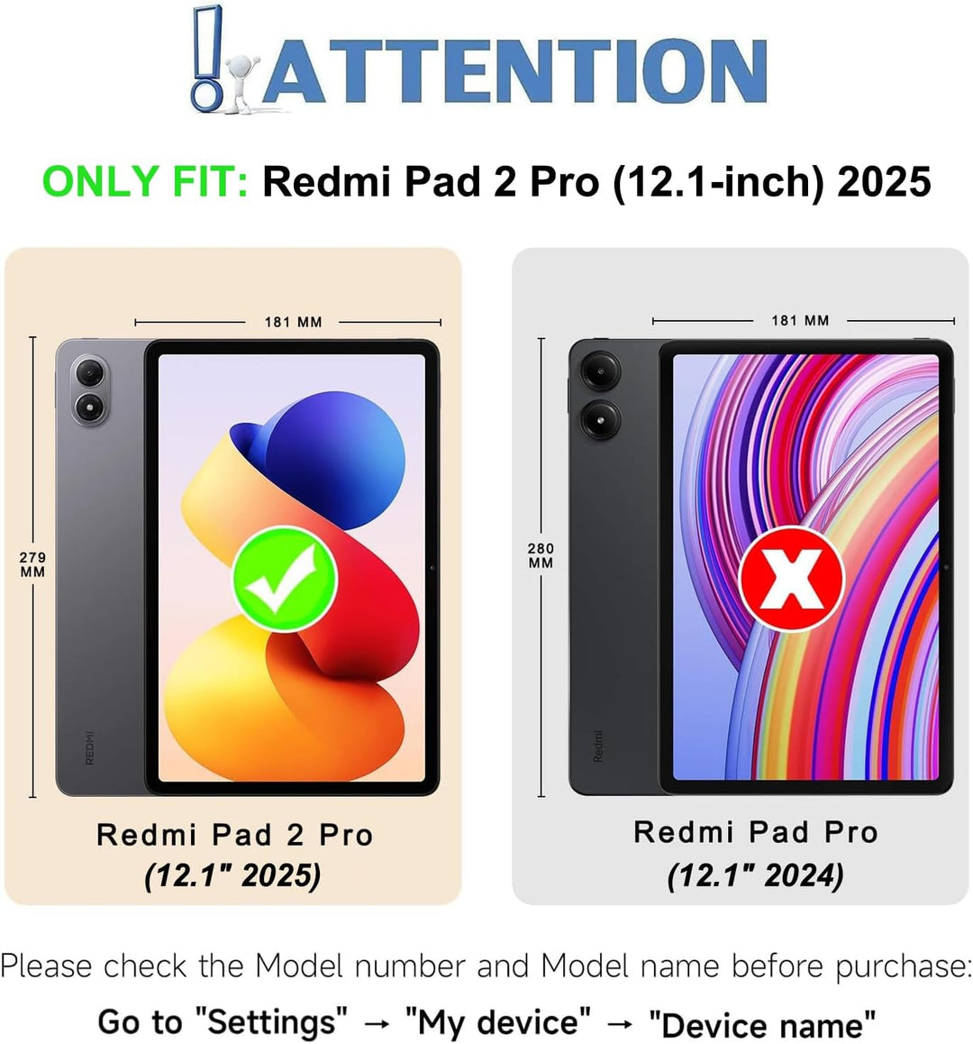 Hülle mit Touchpad Tastatur für Xiaomi Redmi Pad 2 Pro 12.1 Zoll 2025, 3-Zonen 7-Farben Beleuchtung,