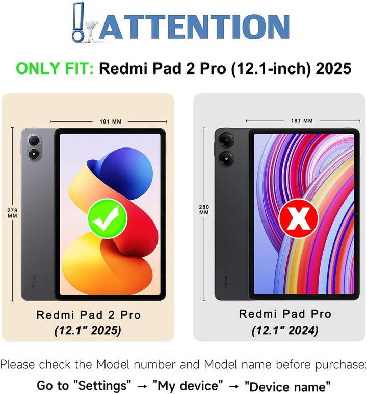 Hülle mit Touchpad Tastatur für Xiaomi Redmi Pad 2 Pro 12.1 Zoll 2025, 3-Zonen 7-Farben Beleuchtung,