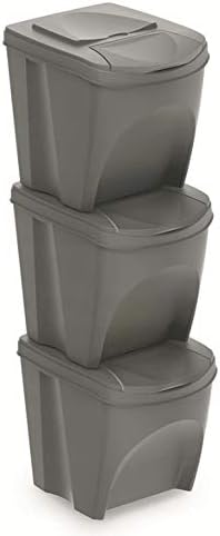 Mülleimer Abfalleimer Mülltrennsystem 75L - 3x25L Behälter Sorti Box Müllsortierer 3 Farben von rg-v
