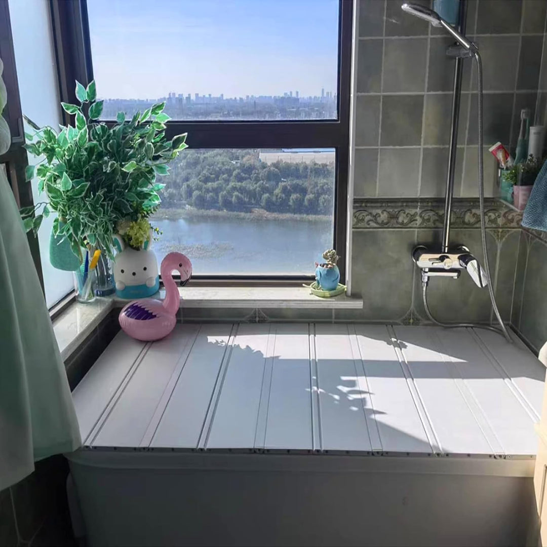 Badewannenabdeckung, 170cm x 70cm x 0,7cm PVC Faltbar Badewanne Brett Staubdichtes wasserdichte Bade