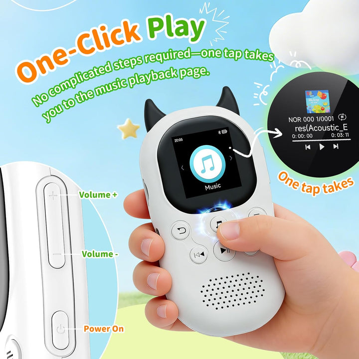 64GB MP3 Player Kinder Bluetooth 5.3 MP3-Player mit Lautsprechern UKW-Radio, Wecker, 750-mAh-Akku, B