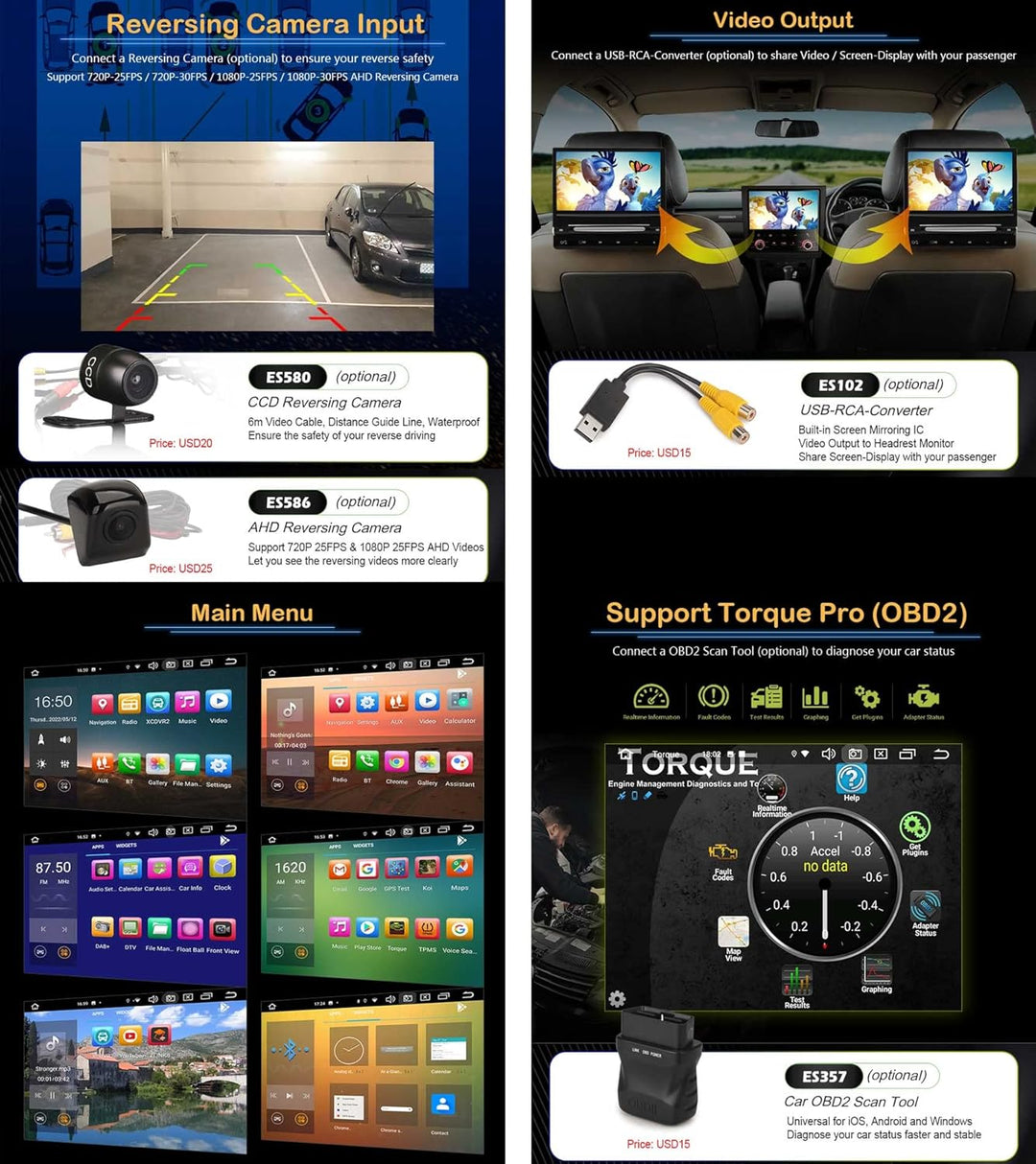 Erisin 8.4 Zoll 8-Kern 4GB+64GB Android 14 Autoradio Bluetooth GPS Navigation für Porsche Cayenne Ka
