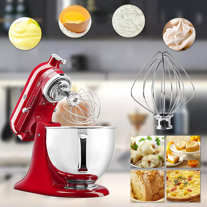 Edelstahl-Schneebesen für KitchenAid 4,5 und 5 Quart Mittelgrosse Küchenmaschinen mit kippbarem Moto
