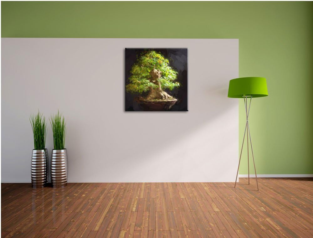 Pixxprint Kleiner Bonsaibaum als Leinwandbild/Grösse: 70x70 cm/Wandbild/Kunstdruck/fertig bespannt,